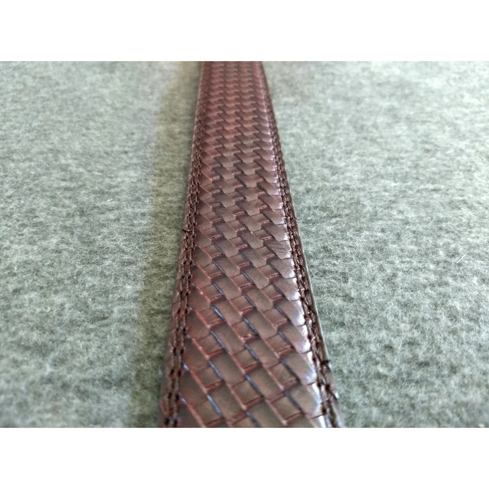 Braided‎ Brown Leather Belt Silver Tone Buckle Federato in Pelle Mens 51